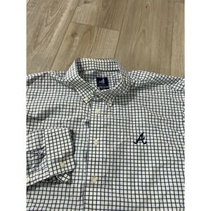 johnnie o Mens Alumni Button Down Check Shirt XXL Atlanta Braves Long Sleeve